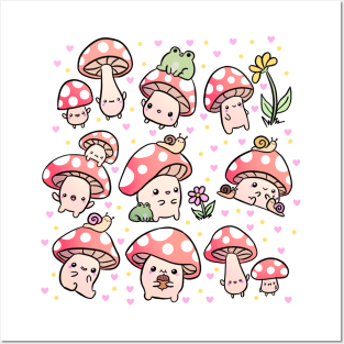 Cute mushrooms friends Posters and Art